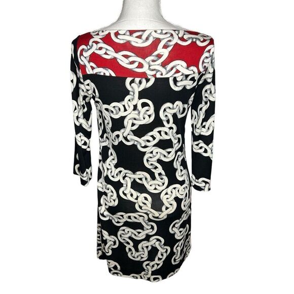DVF Diane von Furstenberg Ruri Chain Print Dress 4 $345 Silk Jersey HOLOGRAM - Picture 4 of 7